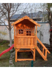Деревянный домик с горкой и песочницей Spielplatz